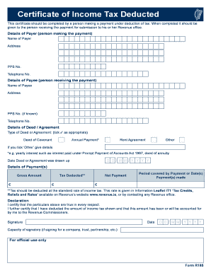 Certificate of Deduction of Income Tax  Form