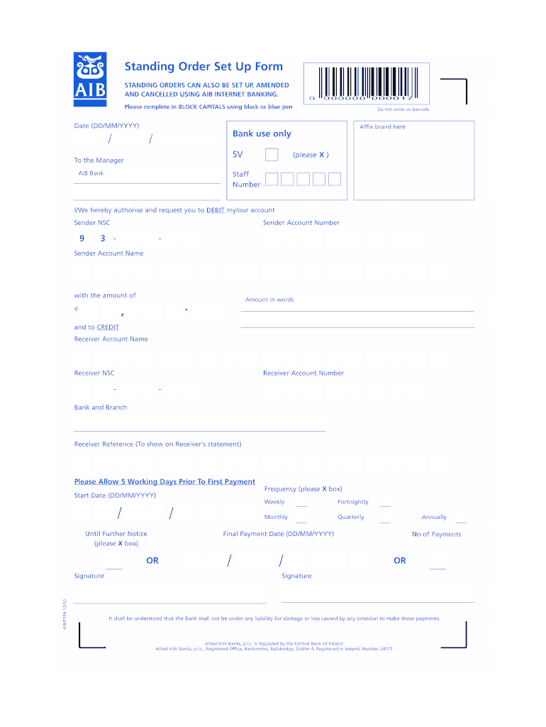  Aib Standing Order Form 2010-2024