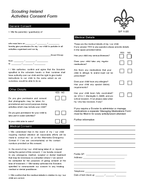 Scouting Ireland Activities Consent Form