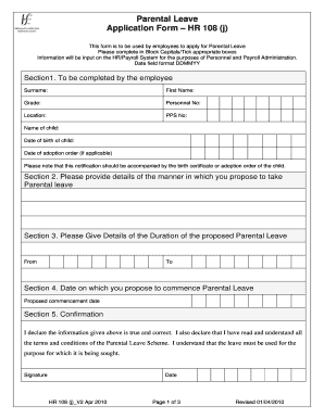 Parental Leave Application Form
