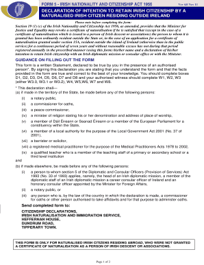 Citizenship Application Ireland  Form