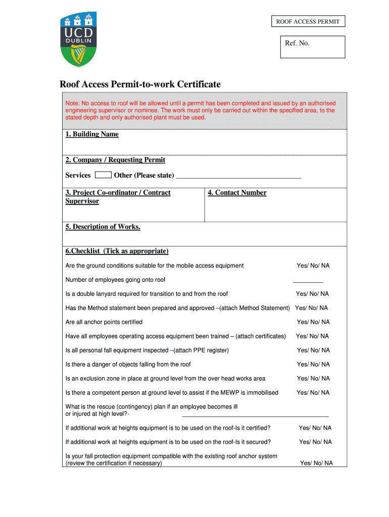 Roof Access Permit Form