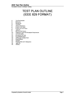 Ieee 829 Test Plan Example PDF  Form