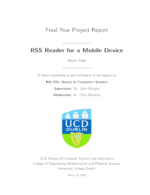 Final Year Project Report RSS Reader for a School of Electronic Elm Eeng Dcu  Form