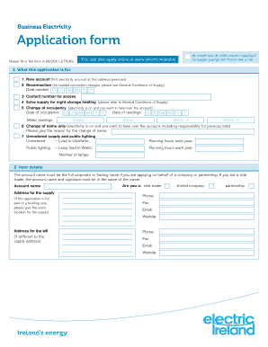 Business Supply Agreement Form Electric Ireland