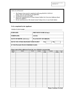 Garda Clearance Form F20