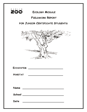 Ecology Module Fieldwork Report Dublin Zoo with Answers Form