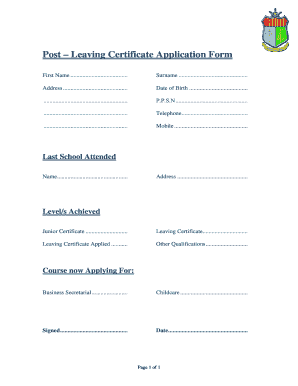 School Leaving Certificate Format in Word