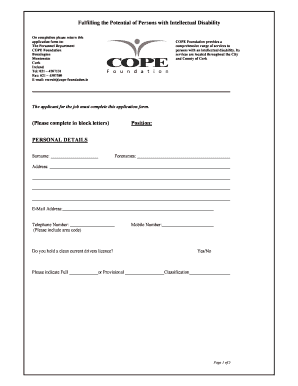 Cope Application Form