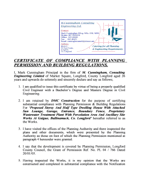 Certificate of Compliance with Planning Permission Template  Form