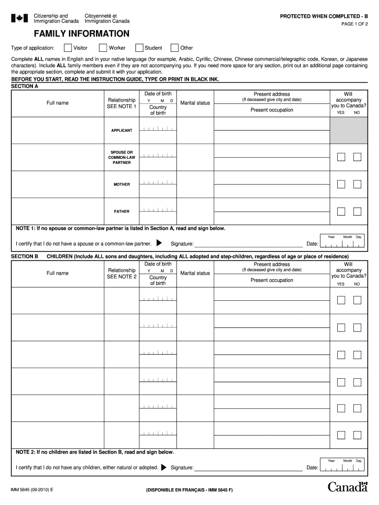 Imm 5645 Form 2023 Pdf Download Fill Out And Sign Printable Pdf