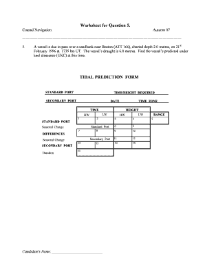 Tidal Prediction Form