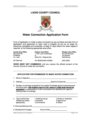 Water Connection Application  Form