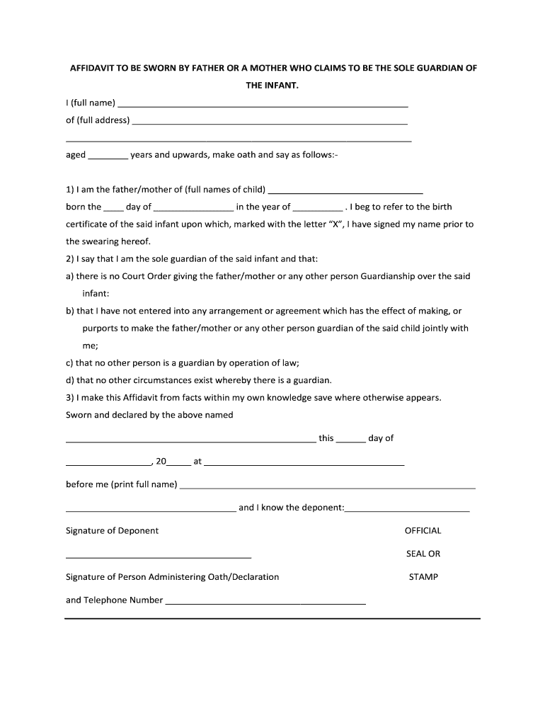  Affidavit of Guardianship 2012-2024