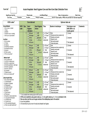 HSE Hand Hygiene Observation Collection Form for Core and