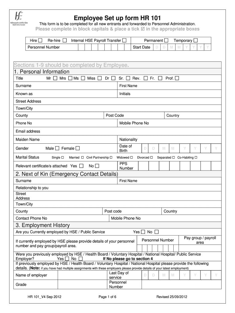  Hr101 Form 2012