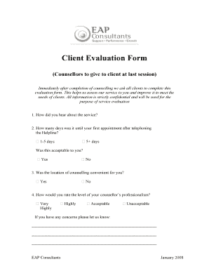 Counselling Evaluation Form