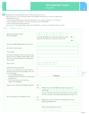 Claim Child Benefit Form