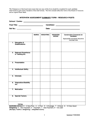 Summary of Interview Form