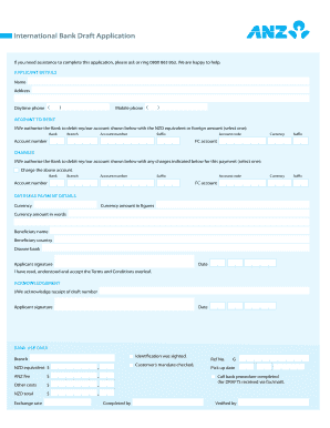 Anz Bank Draft  Form
