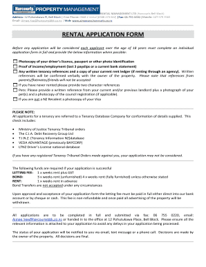 Rental Application Form Nz