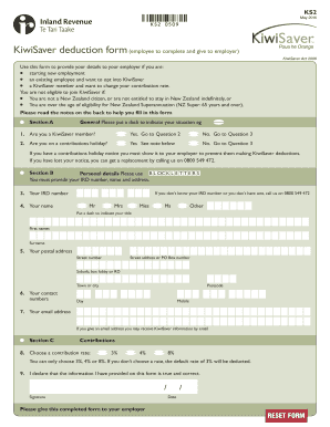 Kiwisaver Deduction Form