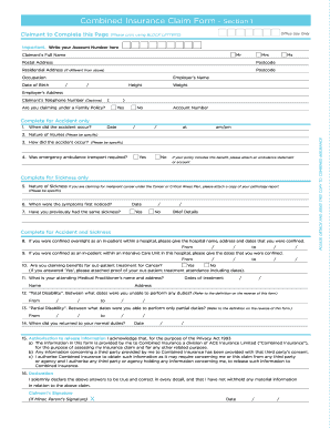 Combined Insurance Claim Forms Printable - Fill Out And Sign Printable Pdf Template Signnow