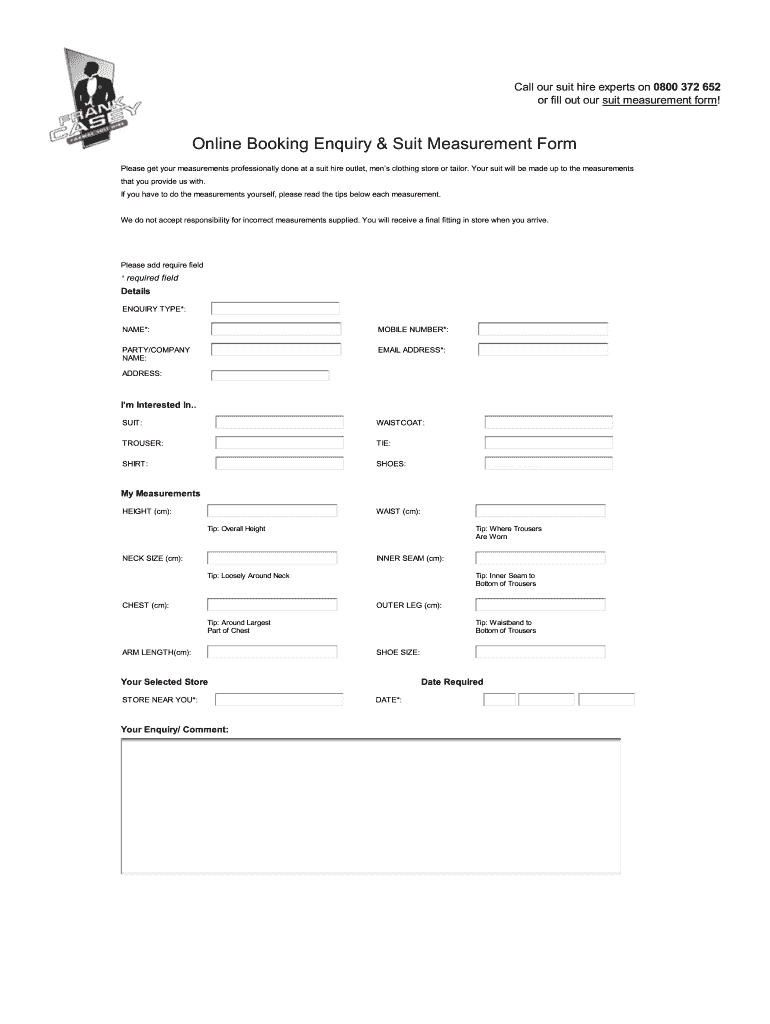 Get and Sign Suit Measurements Template  Form