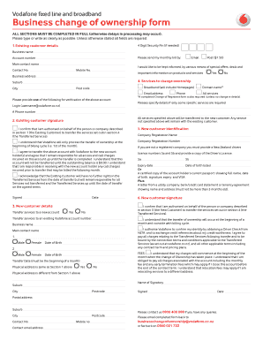Vodafone Business Change of Ownership  Form
