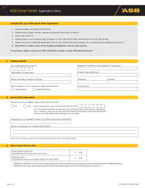 Asb Direct Debit Initiator Form