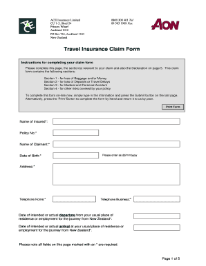 Aon Travel Claim Form