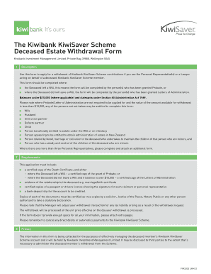 Kiwibank Deceased Estates  Form