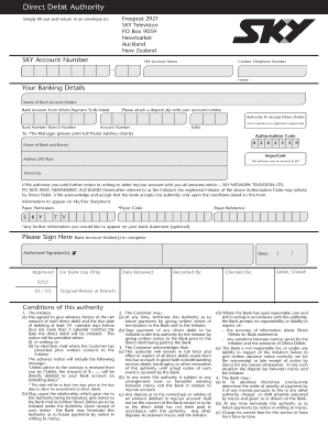 Sky Direct Debit Form