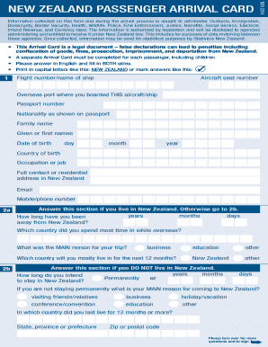 Nz Arrival Card  Form