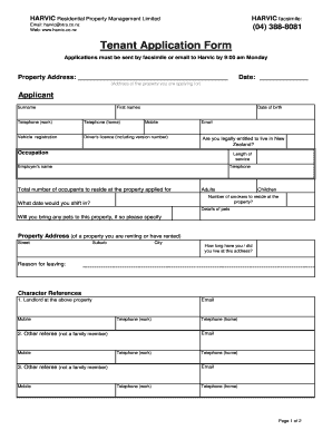 Property Management Application  Form