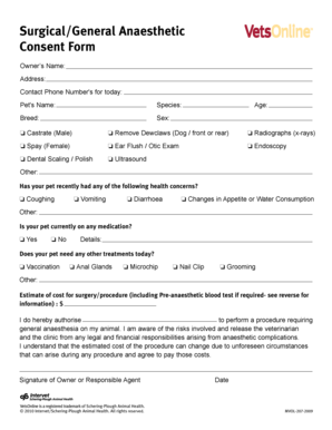 Anaesthesia Consent Form