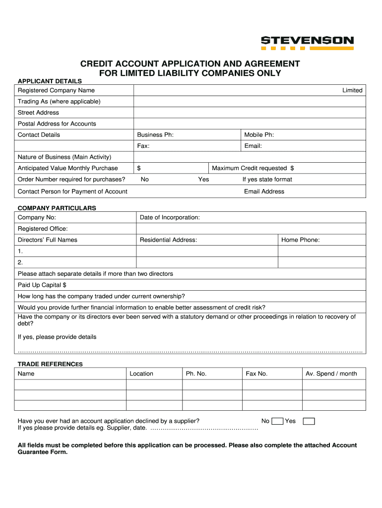 Nz Credit Application Form