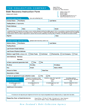 Debt Collection Forms Template