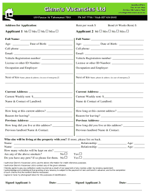 Printable Rental Application Form Bc