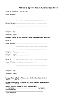 Kilbirnie Sports Trust Application Form PAK&amp;#39;nSAVE Paknsavekilbirnie Co