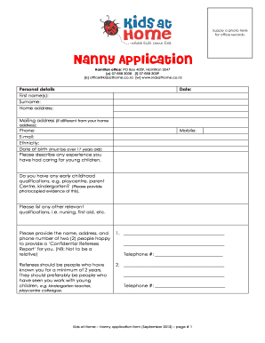 Immigration Nanny  Form