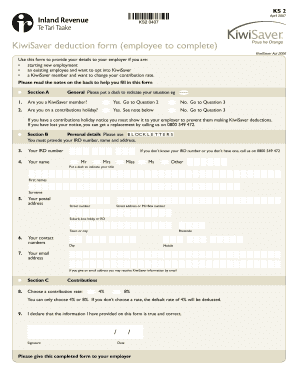 Kiwisaver Form