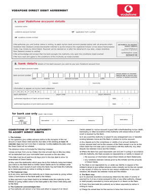 Vodafone Direct Debit Mandate Form