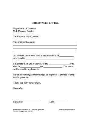 INHERITANCE LETTER  Form