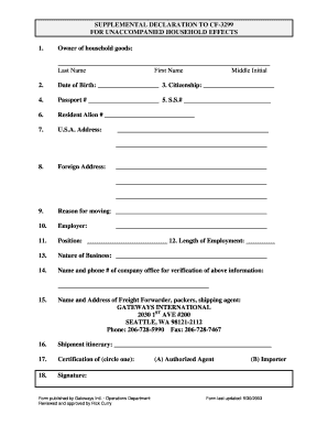 3299 Supplemental Form Length of Employment