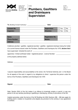  Plumbers, Gasfitters and Drainlayers Supervision Manukau 2011