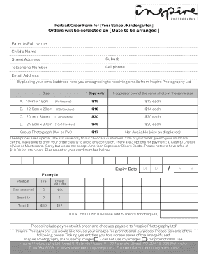 Photography Order Form Template