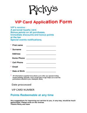 Vip Card Apply Online  Form