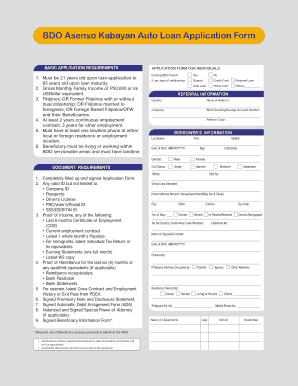 Bdo Loan Application  Form