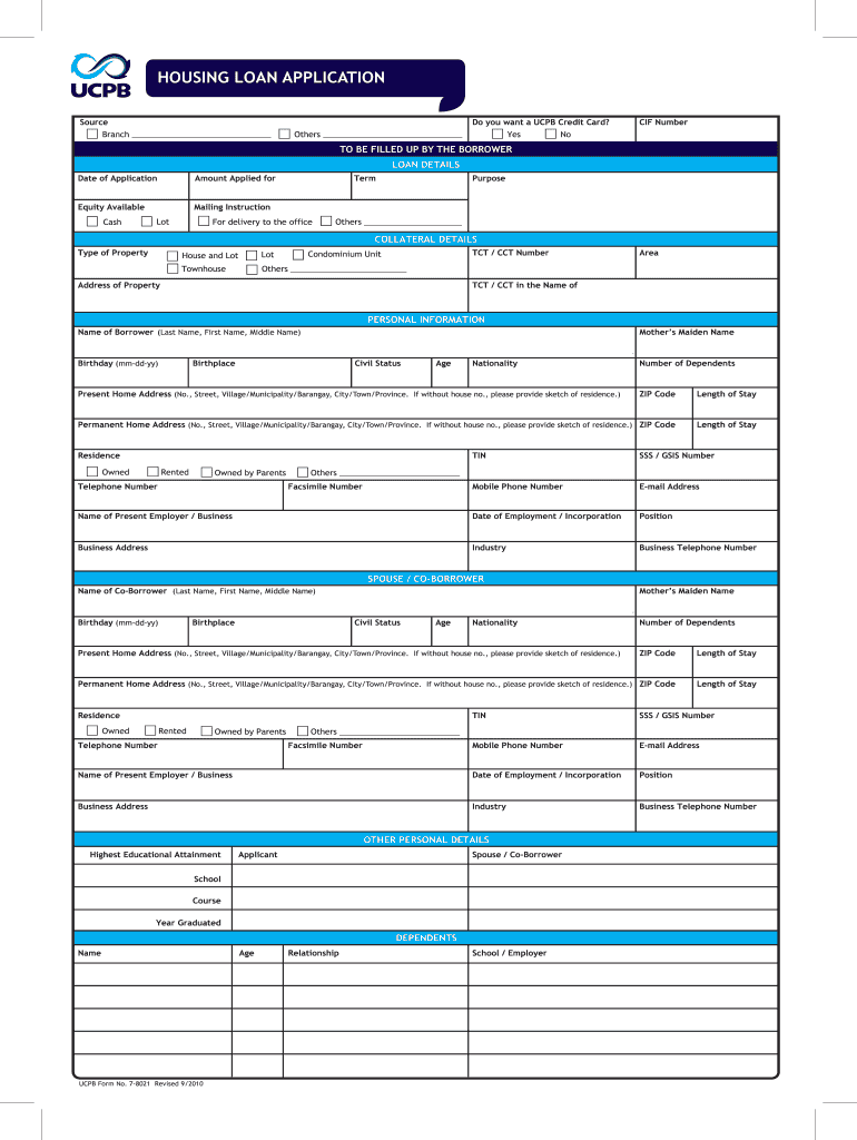  Loan Application Form 2010-2024